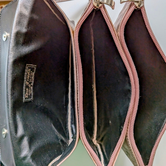 Due Fratelli Vintage Genuine Leather Crossbody Bag – Gold, Pink & Brown - Picture 5 of 9